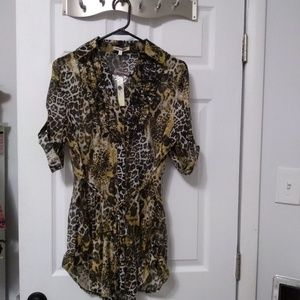 Sheer button-up tunic